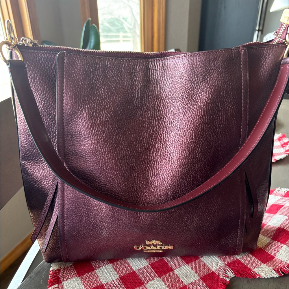 Coach Deep Plum Leather Shoulder Bag